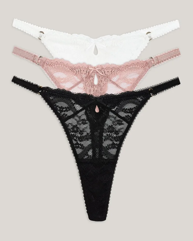 Lounge Spitzenstrings (3er-Pack) - Neutral Multi