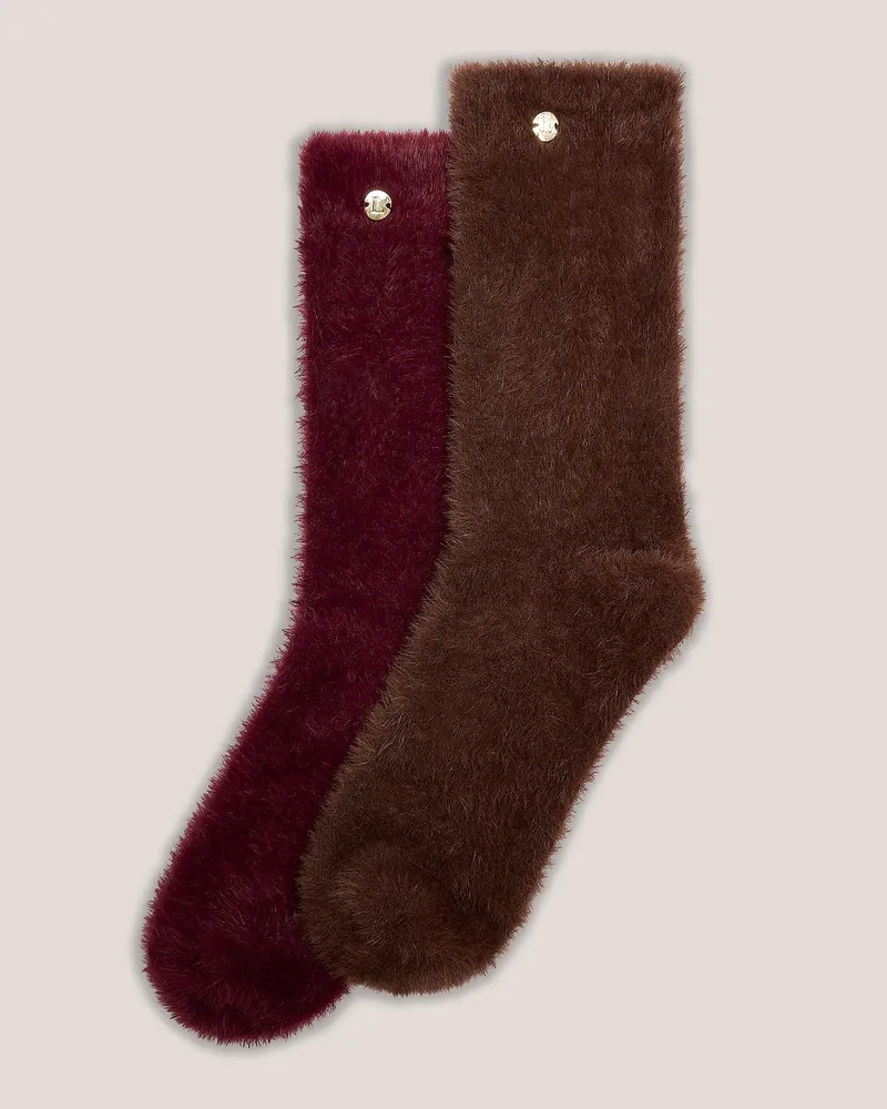Lounge Flauschige Socken - Bunt Brown