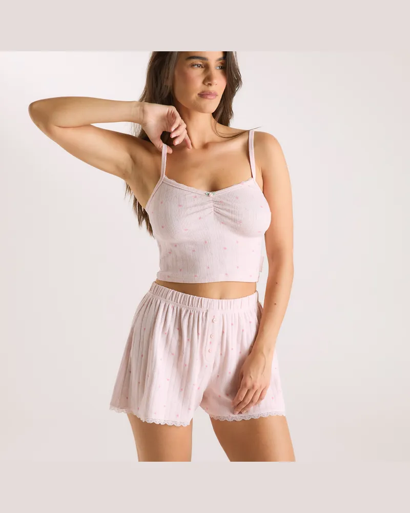 Lounge Pointelle Cami-Oberteil - Florales Rosa Pink