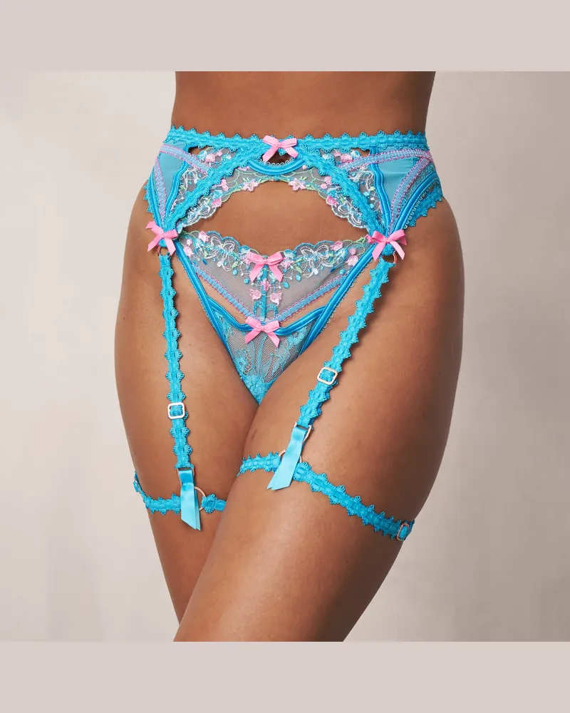 Lounge Clara Intimates String und Strumpfgürtel - Blau Blue