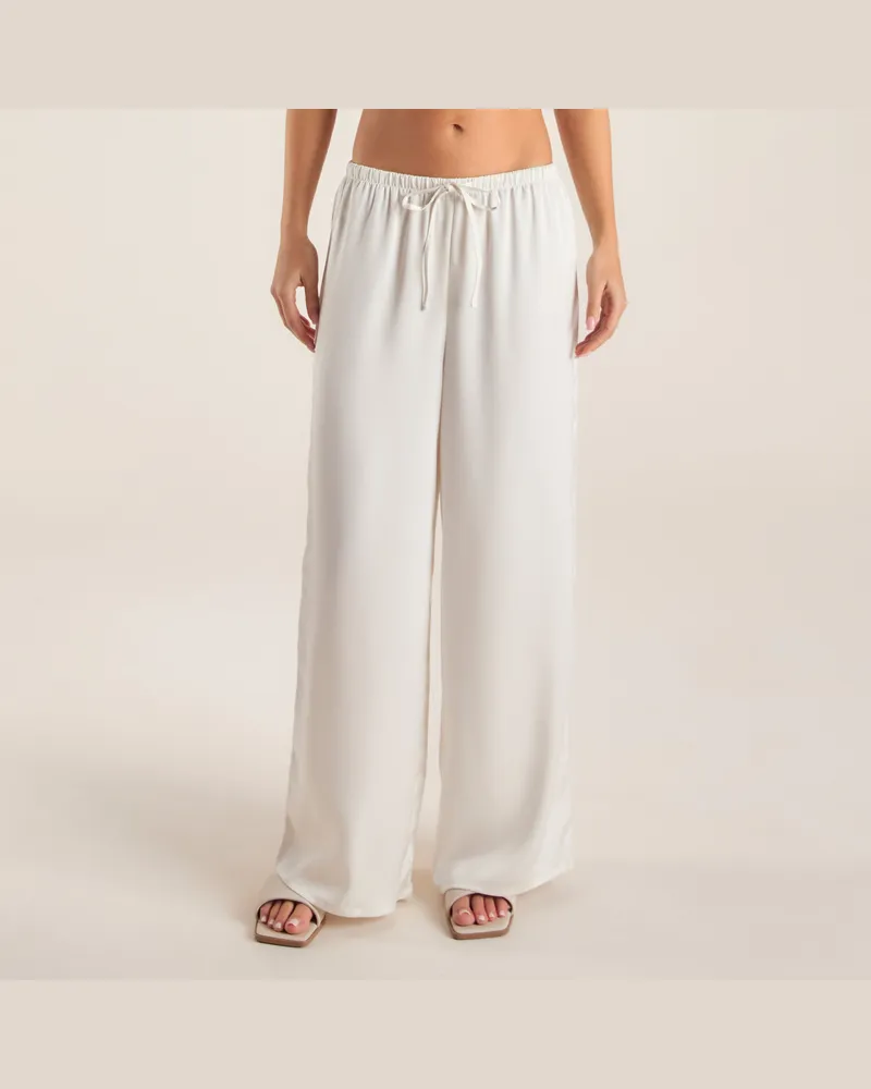 Lounge Satinhose - Weißgrau 