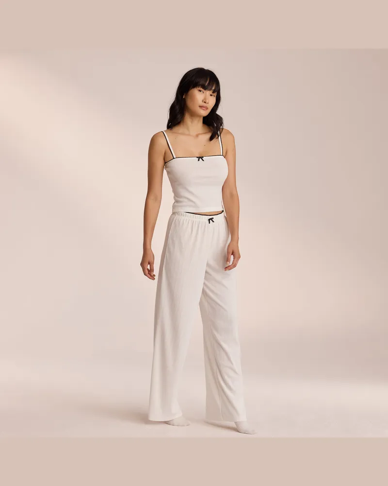Lounge Pointelle Pyjamahose - Weiß 