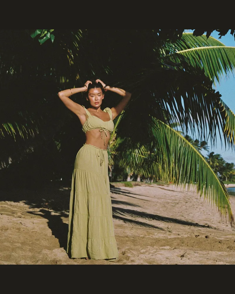 Lounge Gerüschtes Bralette (Set) - Gewaschene Limone Green