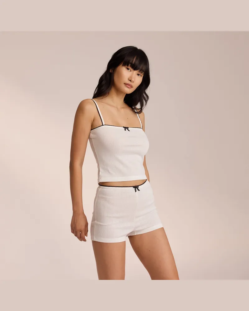 Lounge Pointelle Strappy Cami Pyjamatop - Weiß Das perfekte Geschenk für sie Weiß