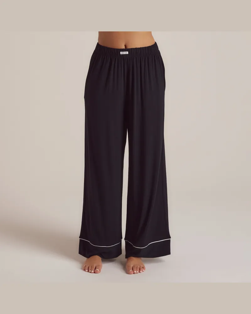 Lounge Modal Pyjamahose - Schwarz Schwarz