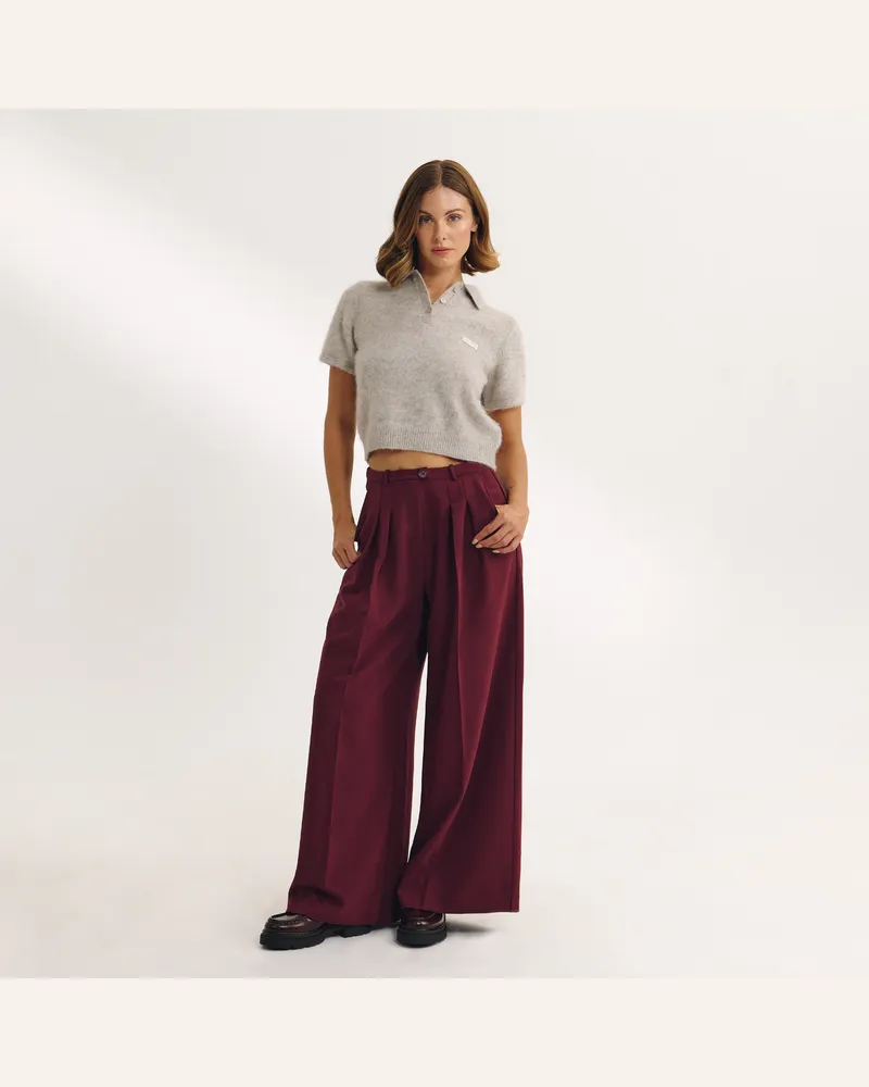Lounge Taillierte Hose mit Weitem Bein - Kirschlack Regular Kirschlack