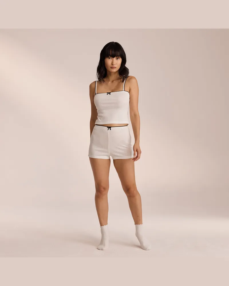 Lounge Pointelle Pyjamashorts - Weiß Das perfekte Geschenk für sie Weiß