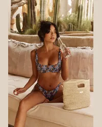 Lounge Doppelseitiges Plunge Bikini-Oberteil - Braun/Floral Braun