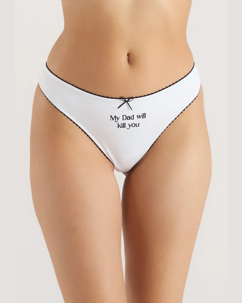Lounge My Dad Will Kill You' String - Weiß White