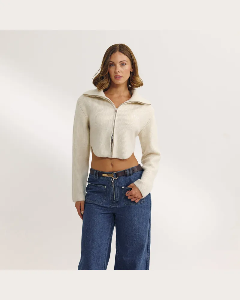 Lounge Strukturierte Strickjacke - Crèmefarben Cream