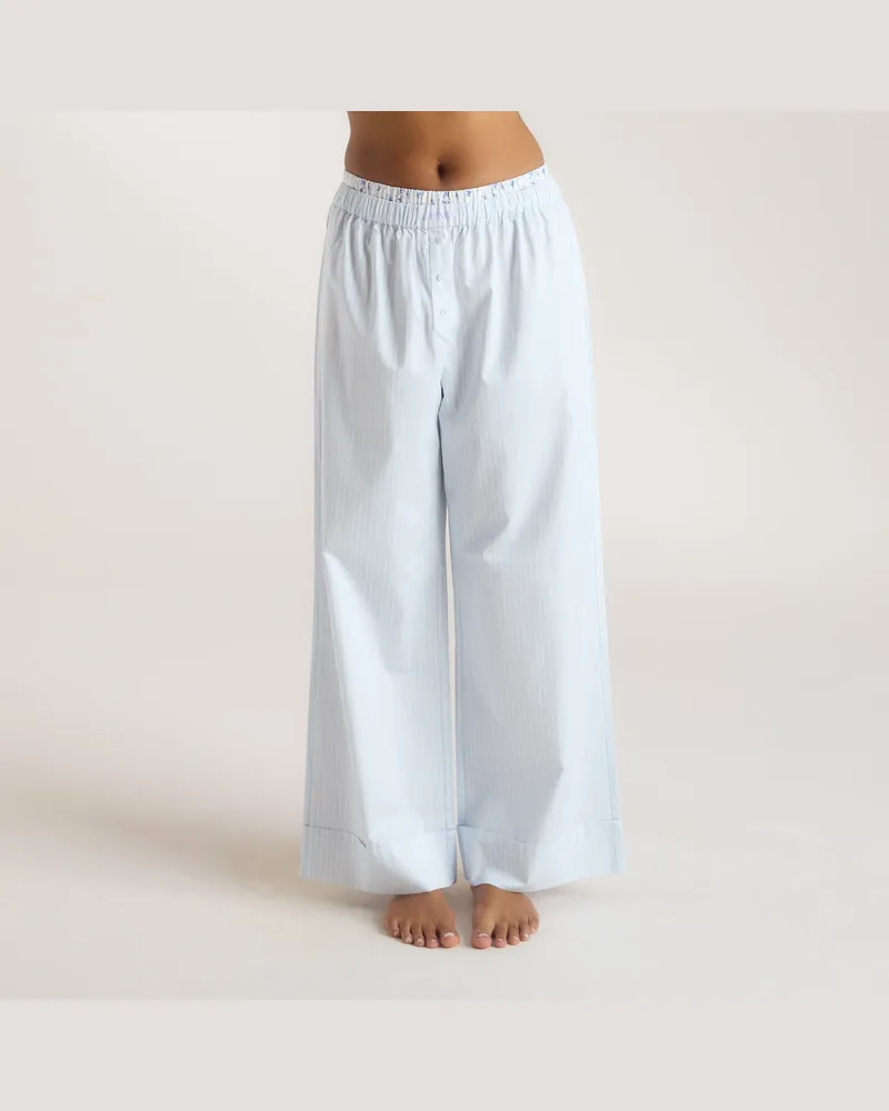 Lounge Bloom  Stripe Pyjamahose - Blau Blau