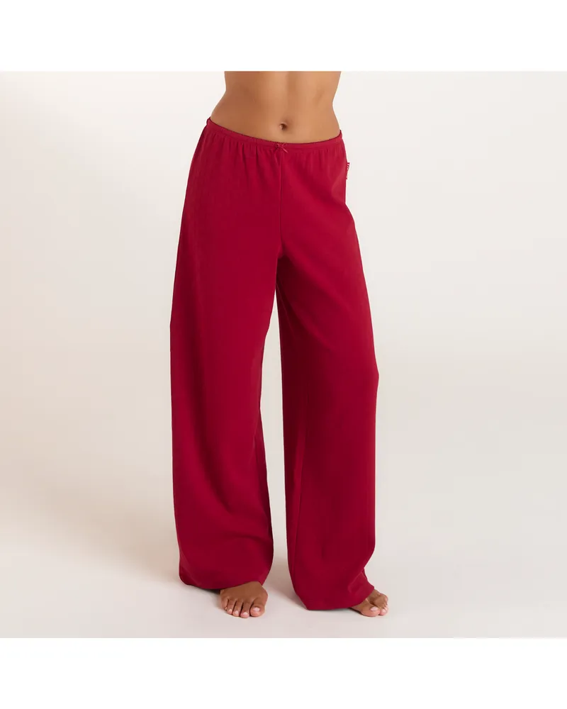 Lounge Christmas Cottage Pyjamahose aus Pointelle - Rot Red