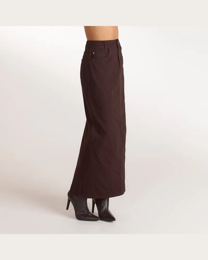 Lounge Denim Maxirock - Schokolade Brown
