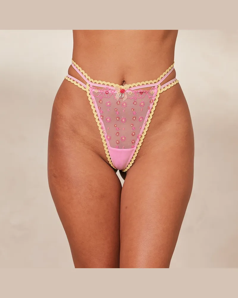 Lounge Daisy Embroidered String - Rosa Pink