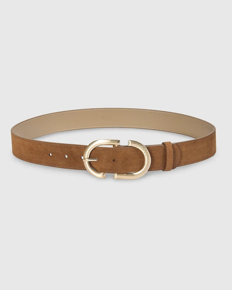 Lounge Curved Buckle Belt - Tan - S Brown
