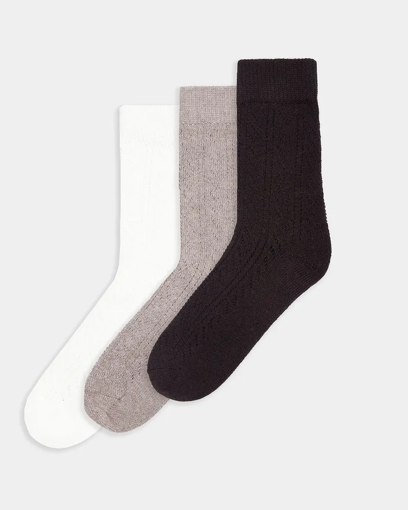 Lounge Pointelle Socken (3er-Pack) - Bunt Cream