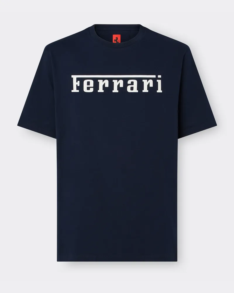 Ferrari Baumwoll-t-shirt Mit Ferrari-logo -  T-shirts Navy Navy