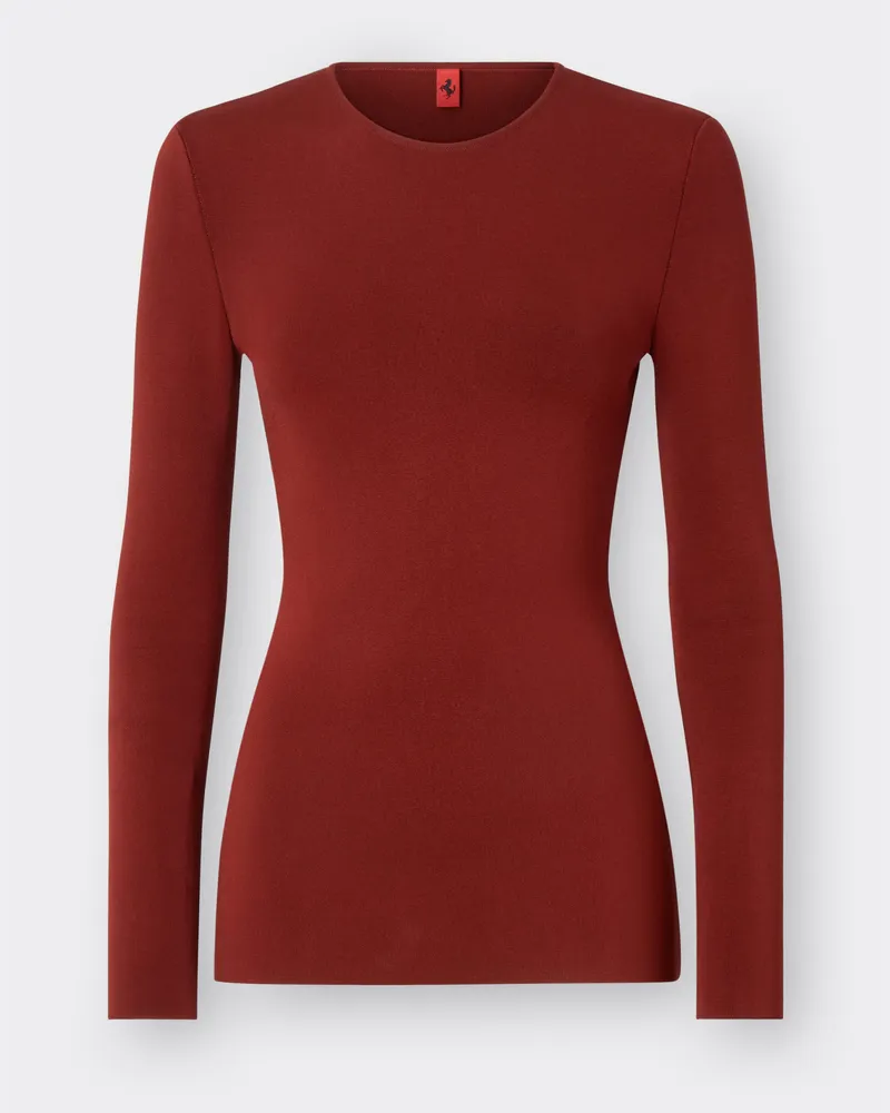 Ferrari Pullover Mit Rundhalsausschnitt Aus Technischem Garn - Female Pullover & Strickwaren Lederfarben Lederfarben