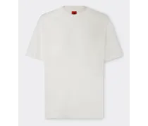 T-shirt Aus Baumwolle Mit Ferrari-maxilogo - Male T-shirts Optisch Weiß