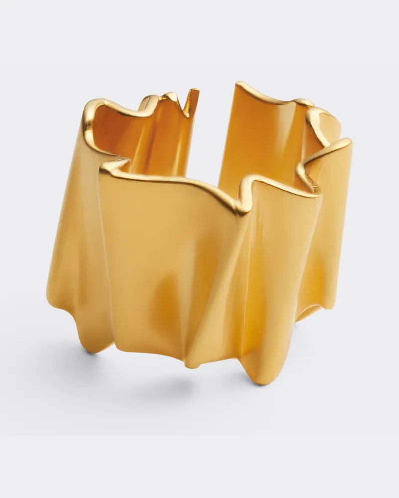 Ferrari Ring Aus Messing Mit Satinierter Goldoberfläche -  Ss 25 Runway Collection Schwarz Schwarz
