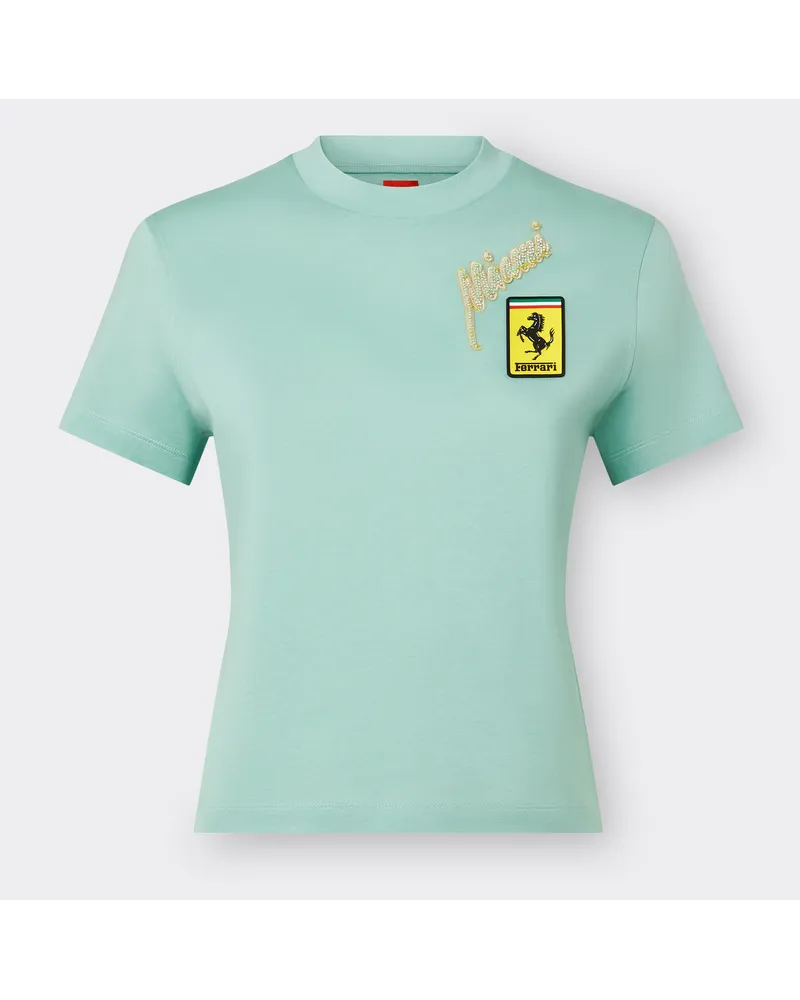 Ferrari Miami Collection T-shirt Mit Hohem Kragen Aus Baumwolle - Female T-shirts Aquamarin Aquamarin