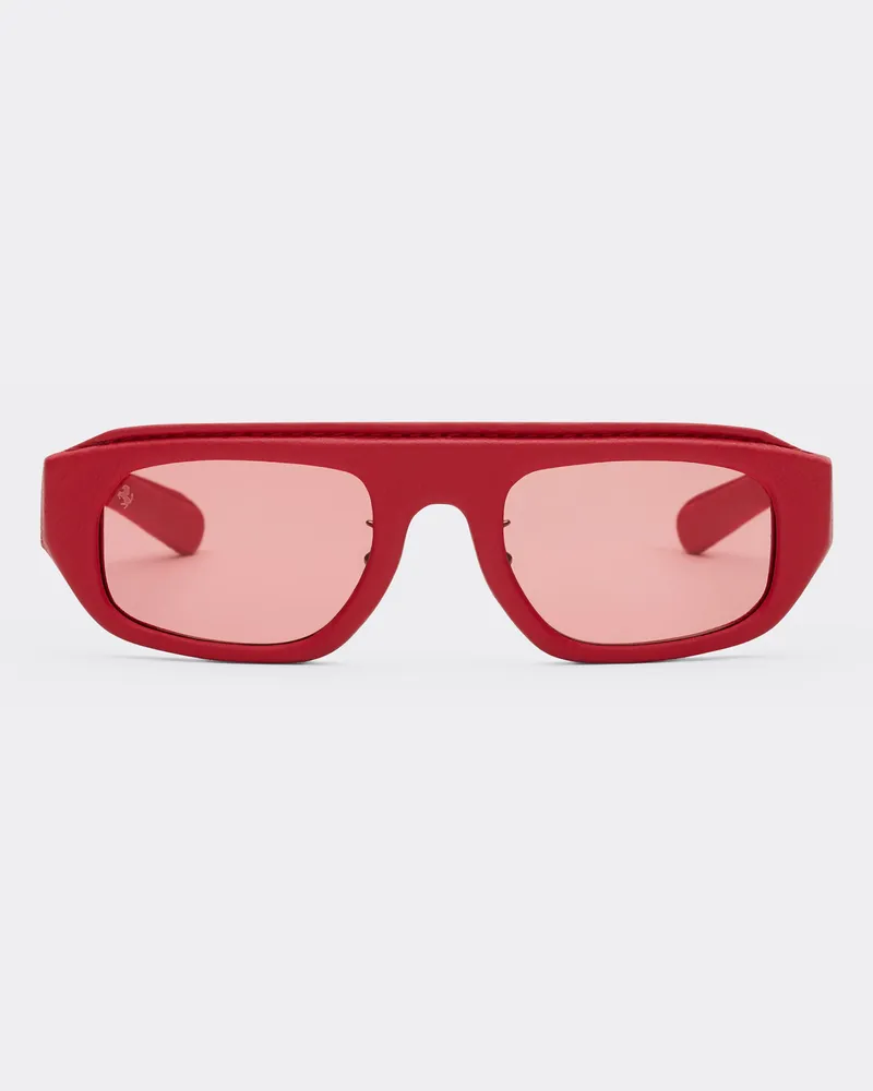 Ferrari Rote Ferrari-sonnenbrille Aus Acetat Und Leder Mit Roten Gläsern -  Sonnenbrillen Rot Rot