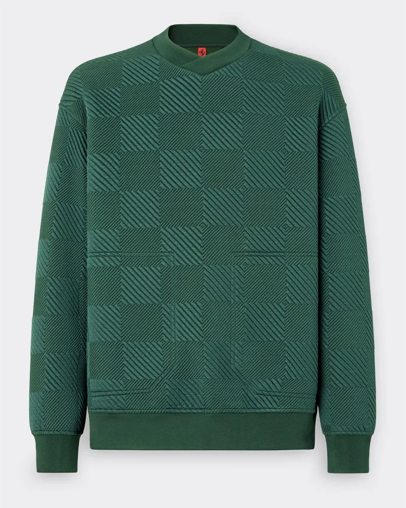 Ferrari Sweatshirt Mit 3d-effekt Und V-ausschnitt - Male Pullover & Strickwaren Ficusgrün Ficusgrün