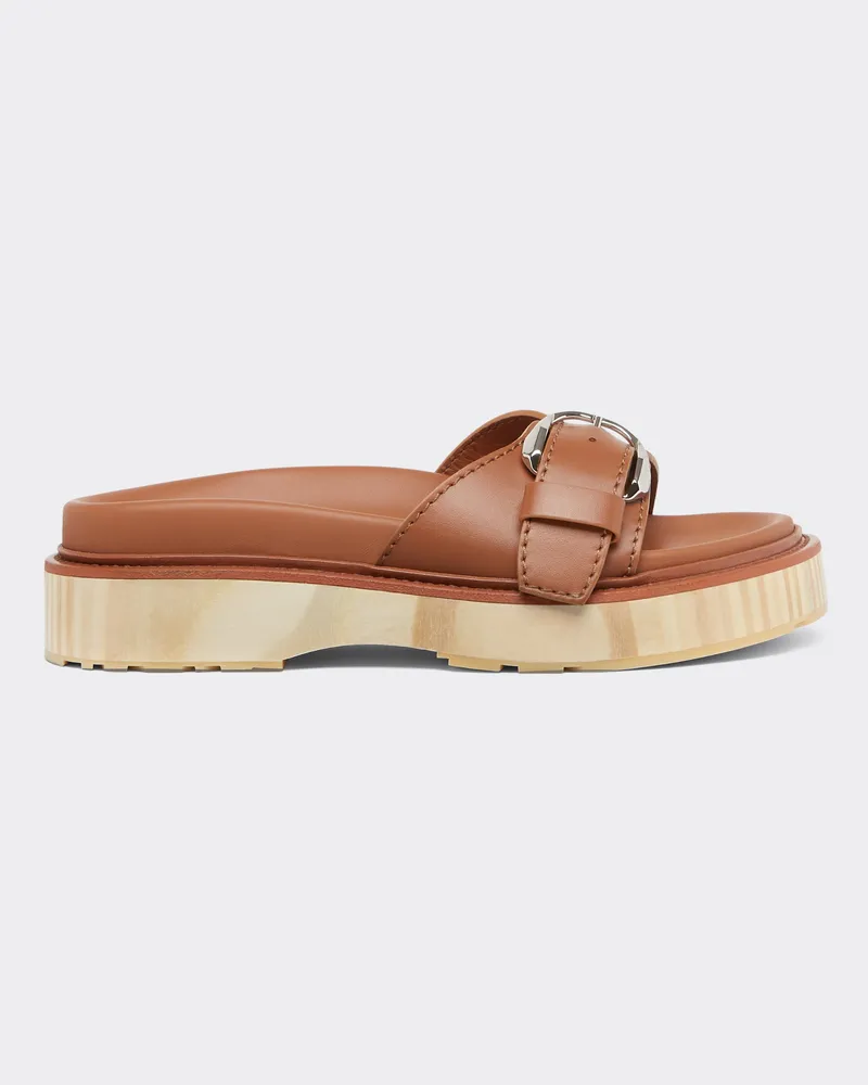 Ferrari Lederschieber Mit Holzsohle - Male Pantoletten & Sandalen Lederfarben Lederfarben