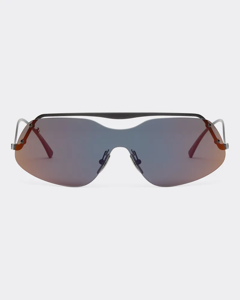 Ferrari Ferrari Sonnenbrille Aus Schwarzem Metall Mit Grauen Gläsern Mit Roter Verspiegelung -  Sonnenbrillen Schwarz Schwarz