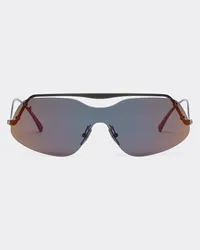 Ferrari Ferrari Sonnenbrille Aus Schwarzem Metall Mit Grauen Gläsern Mit Roter Verspiegelung -  Sonnenbrillen Schwarz Schwarz