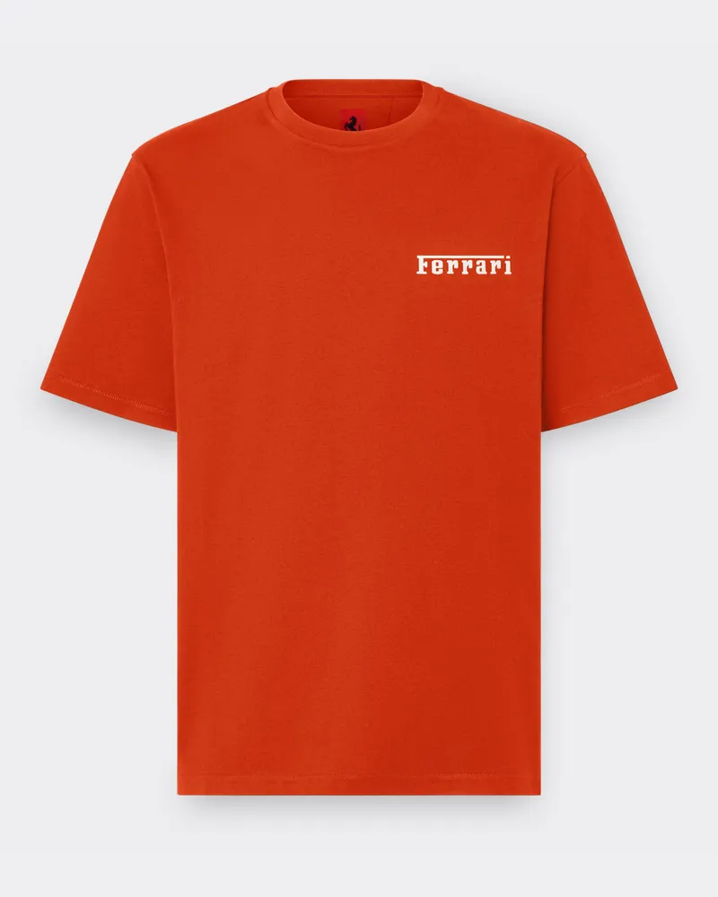 Ferrari Baumwoll-t-shirt Mit Ferrari-logo - Male  Rosso Corsa Rosso