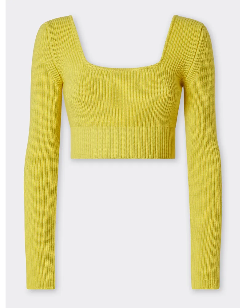 Ferrari Pullover Aus Merinowolle Mit Rückenausschnitt - Female Pullover & Strickwaren Giallo Modena Giallo