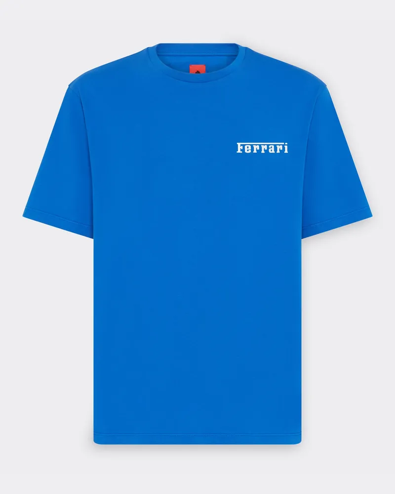 Ferrari Baumwoll-t-shirt Mit Ferrari-logo - Male Ready To Wear Kleinblau Kleinblau