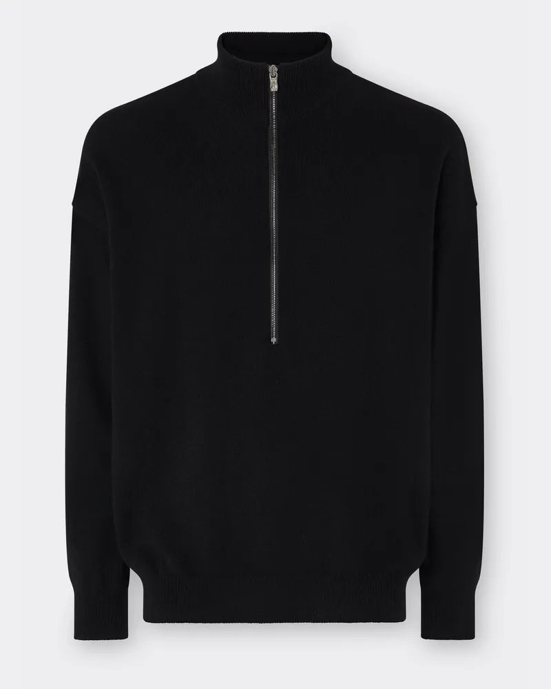 Ferrari Kaschmirpullover Mit Reißverschluss - Male Pullover & Strickwaren Schwarz Schwarz
