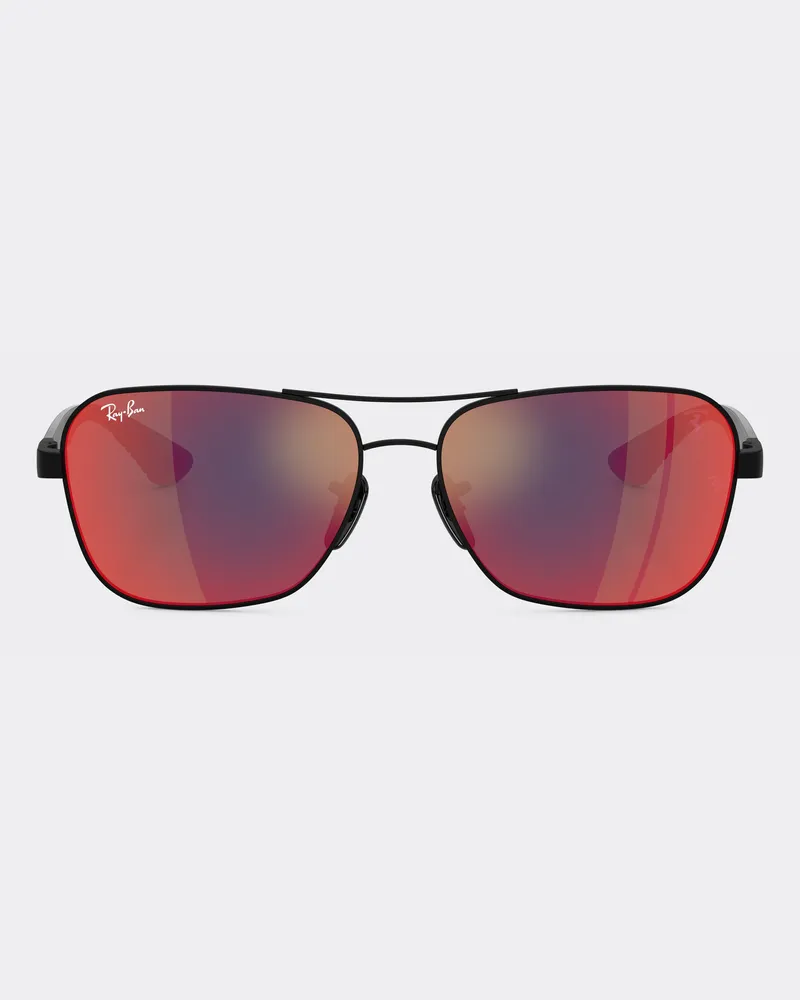 Ferrari Ray-ban Für Scuderia Ferrari Rb8336m Aus Mattschwarzem Metall Und Dunkler Kohlefaser Mit Dunkelgrau Verspiegelten Blau/roten Gläsern -  Sonnenbrillen Mattschwarz Mattschwarz