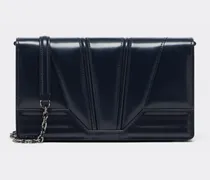 Ferrari Gt Brieftasche An Kette Aus Gebürstetem Leder - Female Accessoires Navy