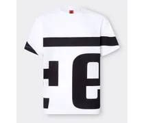 T-shirt Aus Baumwolle Mit Ferrari-maxilogo - Male T-shirts Optisch Weiß