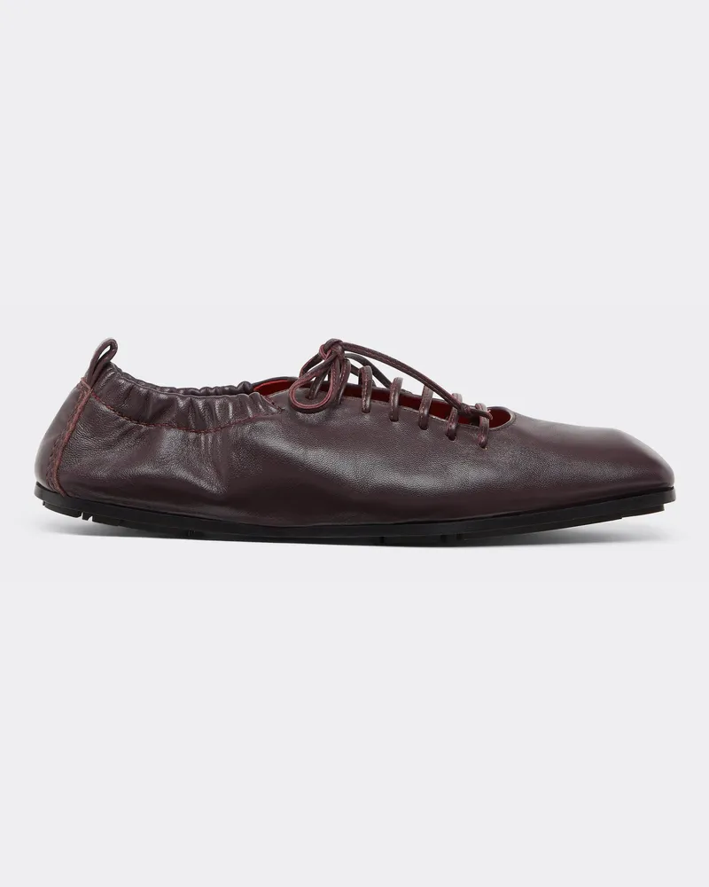 Ferrari Lederballerina Mit Schnürsenkeln - Male Pantoletten & Sandalen Rot Maison Rot