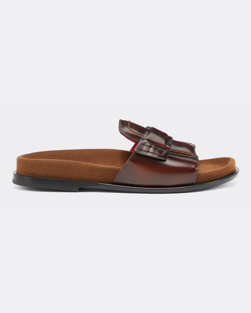 Ferrari Mokassin-schieber Aus Gebürstetem Leder - Female Pantoletten & Sandalen Braun Braun