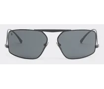 Ferrari Sonnenbrille Aus Schwarzem Metall Mit Grauen Gläsern -  Sonnenbrillen Schwarz