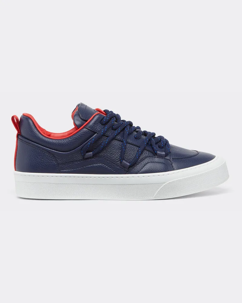 Ferrari Trainer Aus Genarbtem Leder - Male Sneaker Navy Navy