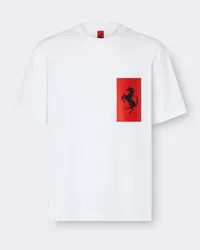 Ferrari T-shirt Aus Baumwolle Mit Tasche Mit Cavallino Rampante - Male T-shirts Optisch Weiß Optisch