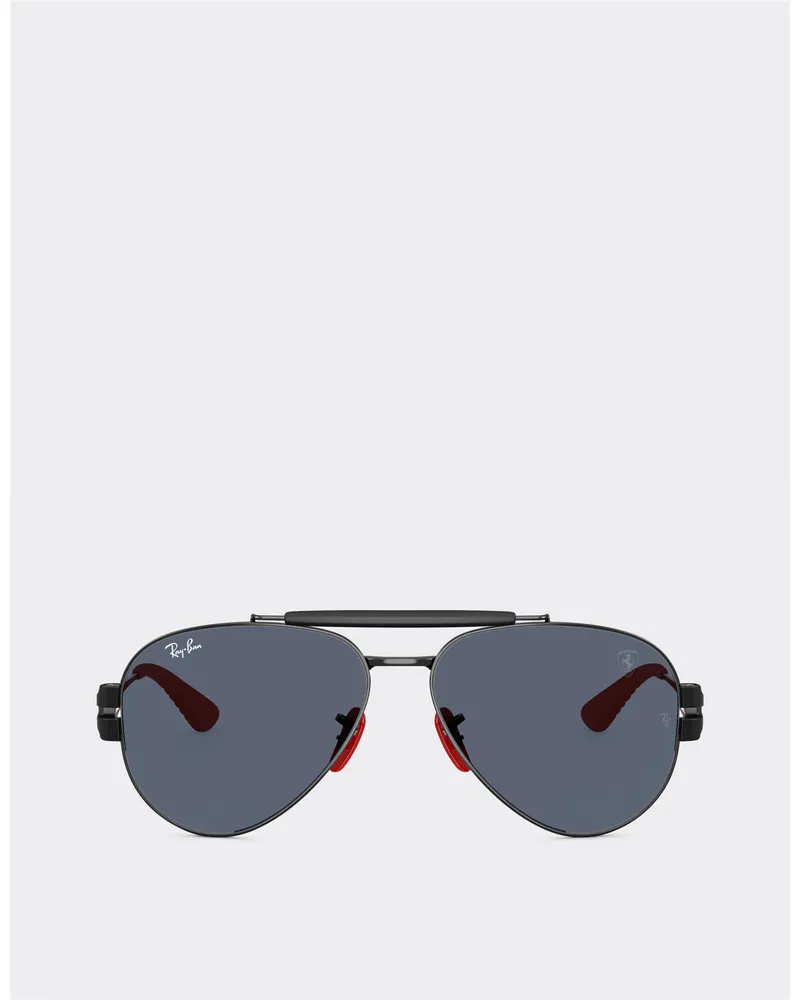 Ferrari Ray-ban Für Scuderia Ferrari Rb3762m Aus Schwarzem Metall Mit Dunkelgrauen Gläsern -  Sonnenbrillen Schwarz Schwarz