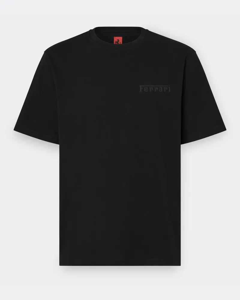 Ferrari Baumwoll-t-shirt Mit Ferrari-logo - Male T-shirts Schwarz Schwarz