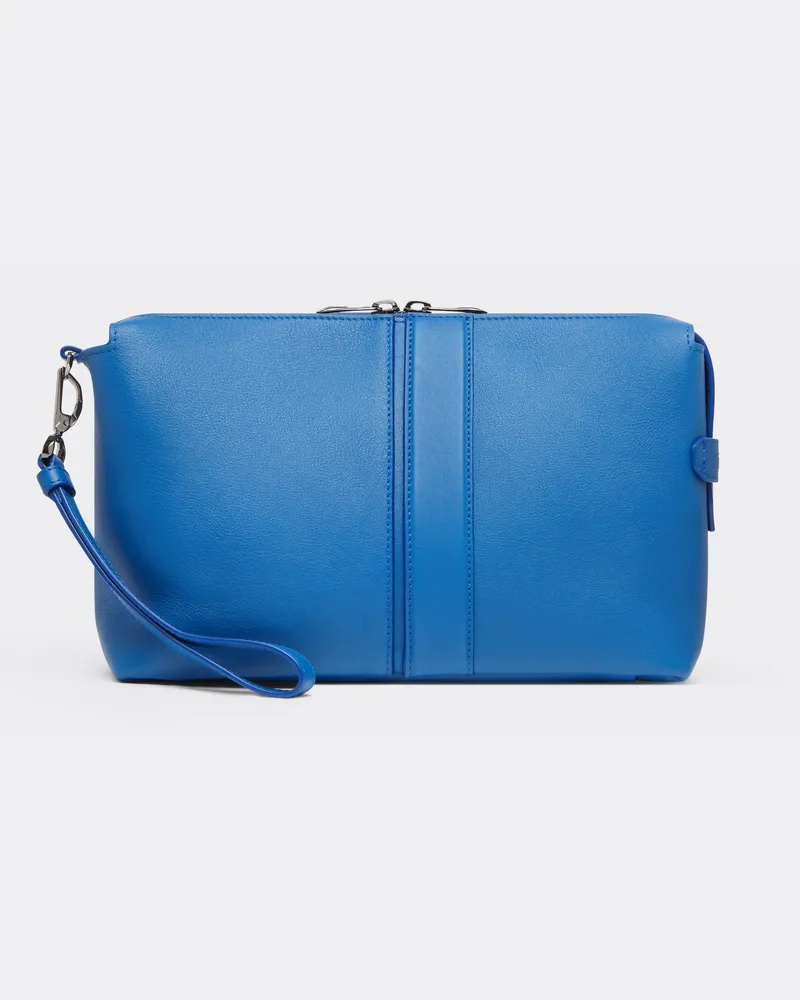 Ferrari Tasche Aus Genarbtem Leder Mit Reißverschluss -  Andere Kleine Lederwaren Kleinblau Kleinblau