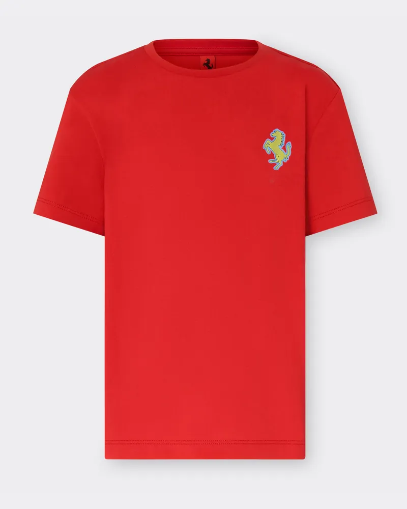 Ferrari T-shirt Mit „cavallino Rampante“-aufnäher -  T-shirts Rosso Corsa Rosso