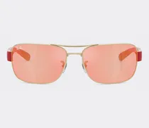 Ray-ban Für Scuderia Ferrari Rb3763m Aus Silbernem Metall Und Rotem Kunststoff Mit Braun Getönten Rot/gelben Gläsern -  Sonnenbrillen Silber