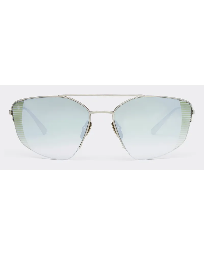 Ferrari Ferrari Sonnenbrille Aus Silberfarbenem Titan Mit Grün Verspiegelten Gläsern Mit Farbverlauf - Male Sonnenbrillen Silber Silber
