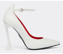 Pumps Aus Nappaleder Mit Riemen Und Karosserie-motiv - Female Hochhackige Schuhe Optisch Weiß