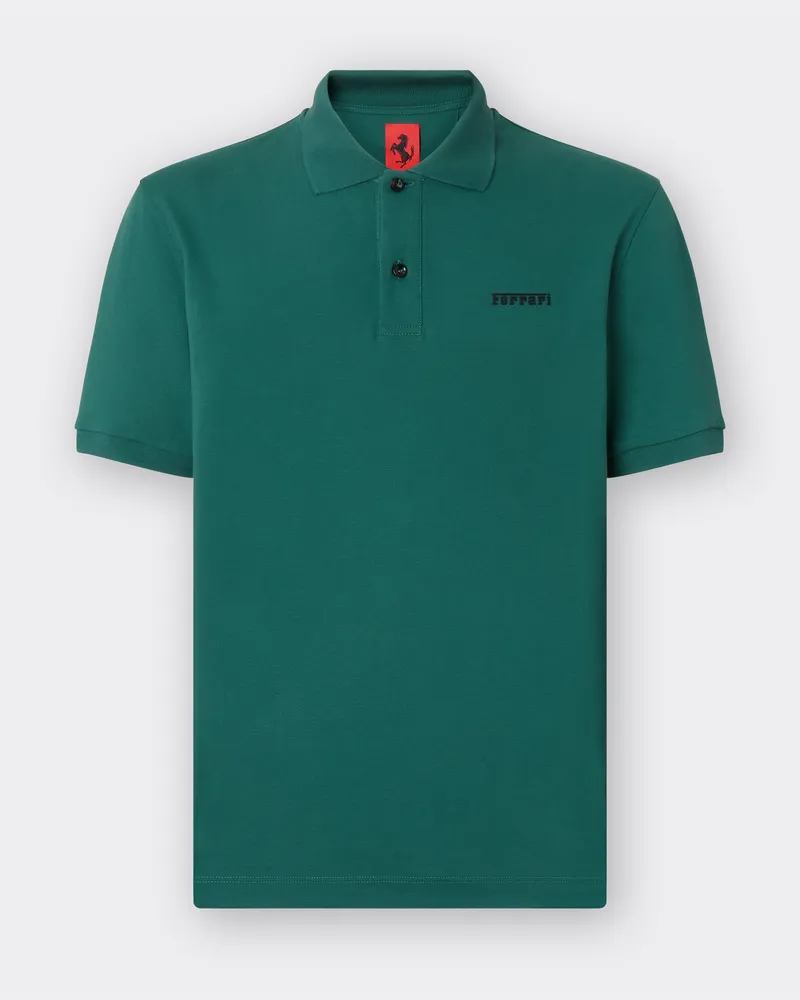 Ferrari Poloshirt Aus Baumwolle Mit Ferrari-logo - Male Poloshirts Ficusgrün Ficusgrün
